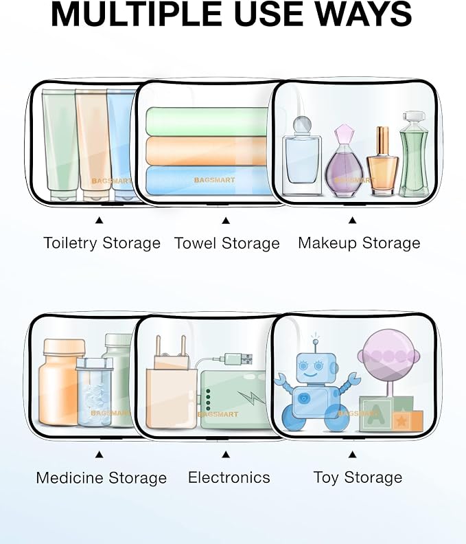 BAGSMART Clear Toiletry Bag 3-Pack TSA Approved Water-Repellent, Nude Pink | Carry on Travel Accessories Bag, Airport Airline Quart Size Bags for Women Men, Makeup Cosmetic Bag