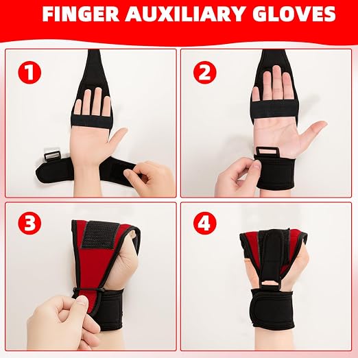Stroke Hand Rehabilitation Glove, Finger Splint for Anti-Spasticity Training to Aid Hemiplegia and Grip Weakness in Elderly Patients (Red)