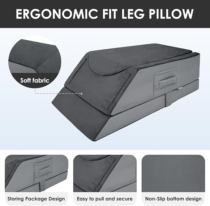 Kehangte Leg Elevation Pillows for After Surgery,4-Height Adiustable Leg Elevating Pillow,Knee Surgery Recovery Equipment,Knee Pillow,Leg Pillow,Washable/Removable Cover(29"x16.5"x9.5")