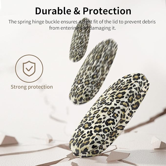Glasses Case Hard Shell, Leather Protective Case for Sunglasses with Cleaning Cloth, Cute Eyeglass Cases for Women
