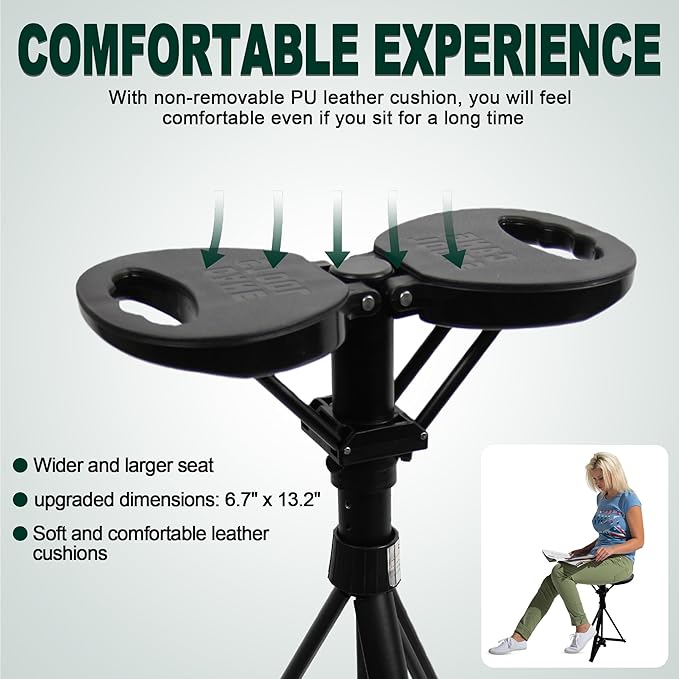 Adjustable Cane with Seat Folding Lightweight, Portable Cane Chair for Adults & Seniors, Walking Stick with Seat for Travel Hiking, with Cushion Carry Bag