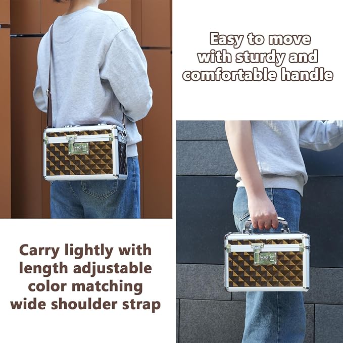 Storage Lock Box with Combination Lock, Lockable Medicine Storage Box, Empty First Aid Box, Security Lock Box, Multipurpose Locking Box for Home and Outdoor Use (Coffee, Small)