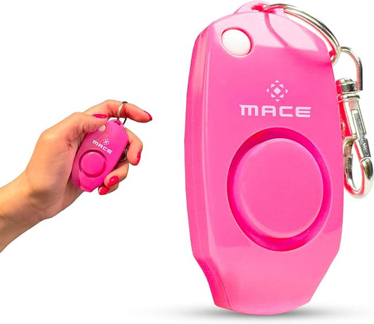 Mace Personal Safety Alarm - Loud 130db Siren, Built in Emergency Whistle, Easy On/Off Push Button Activation, Batteries Included, Personal Alarm for Women & Men - Neon Pink