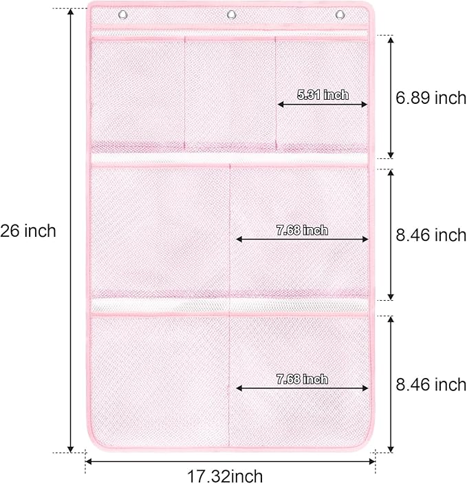 F-color 7-Pocket Mesh Shower Caddy - Hanging Shower Organizer for Cruise | Quick-Dry & See-Through Mesh for Toiletries, Fits Shower Rod Rings or Sticky Hooks for Bathroom & RV, Cruise Essentials 2026
