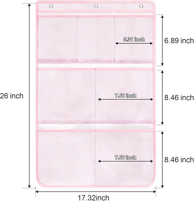 F-color 7-Pocket Mesh Shower Caddy - Hanging Shower Organizer for Cruise | Quick-Dry & See-Through Mesh for Toiletries, Fits Shower Rod Rings or Sticky Hooks for Bathroom & RV, Cruise Essentials 2026