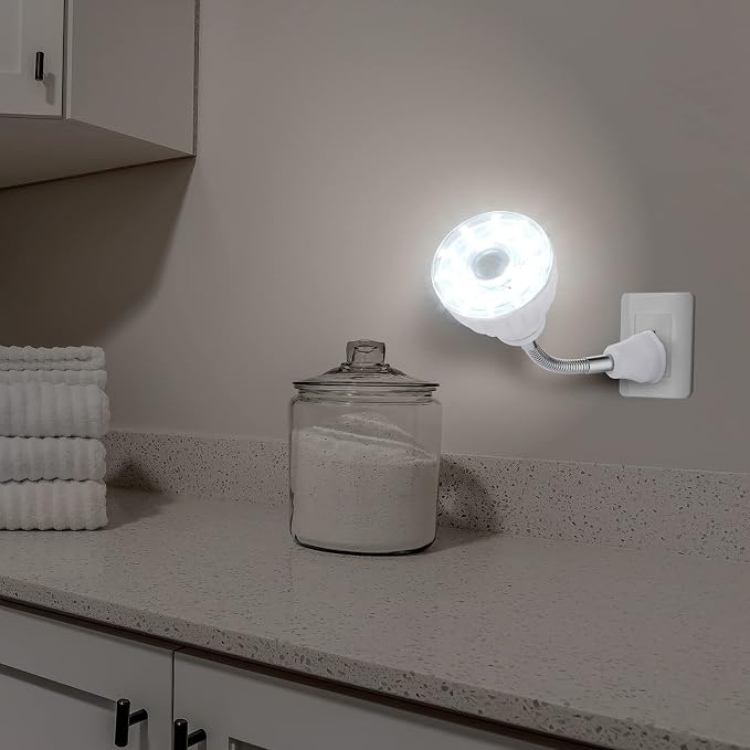 3 Pack Motion Activated LED Night Light Plug in Sensor Light,Cool White | PIR Infrared Sensor, Smart Dusk Dawn Motion Detector Lamp, Flexible Rotating, for Hallway Stairway Garage Basement