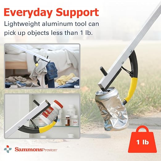 Sammons Preston Reacher, 32" Lightweight Grabber Reacher Tool with Super Strong Magnetic Tip, Ergonomic Grip & Claw Jaw, Portable Reaching Aid for Seniors, Daily Living & Home Use, Standard Silver