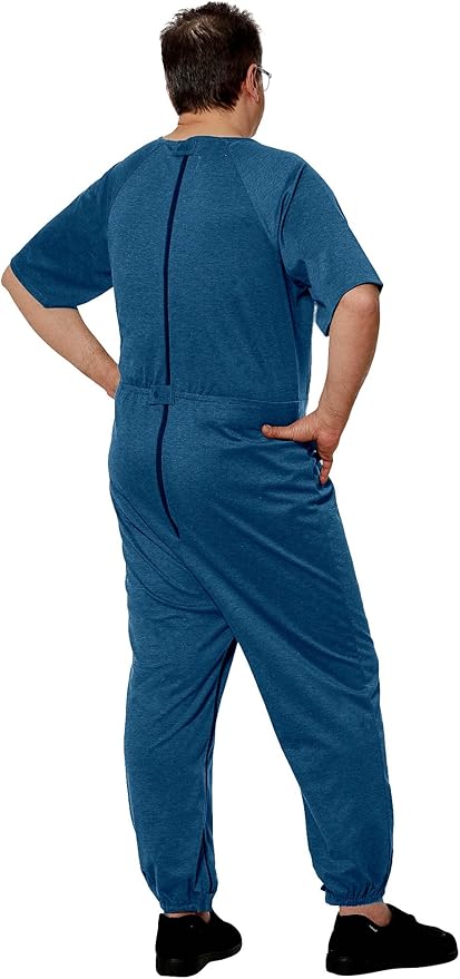 Ovidis Dementia Clothes - Alzheimers Anti-Strip Jumpsuit with Back-Zipper for Elderly Men - Bobby