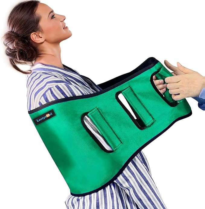 Transfer Sling for Seniors, Transfer Belt Widened Back Curve Design Sling for Movement, Transfer Boards for Bedridden Patient, Bed Assist Handle, Back Lift Belt for Patient Care (Green)