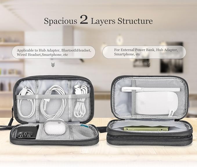 Electronic Organizer Travel Cable Accessories Bag, Electronic Organizer Case, Waterproof Electronic Accessories Organizer Bag for Power Bank, Charging Cords, USB Cable (Dark Gray)