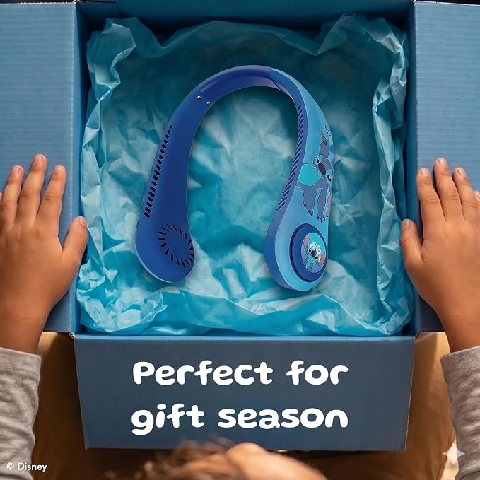 Disney Lilo and Stitch Portable Neck Fan| Bladeless Hands-Free Fan with 5 Speeds, Rechargeable Wearable Cooling Fan for Travel & Summer| Lightweight Personal Fan, Stitch Gifts for Women, all Fans