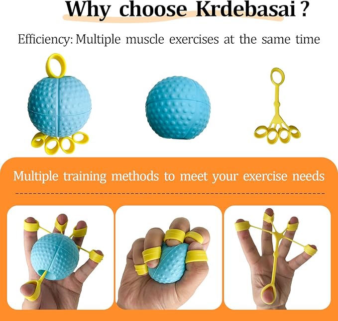 Hand Exercise Ball Squeeze Balls for Hand Therapy Finger Extension Exerciser Finger and Wrist Strengthener, Hand Grip Strengthener for Elderly, Weak Hand, Arthritis, Stroke, Carpal Tunnel