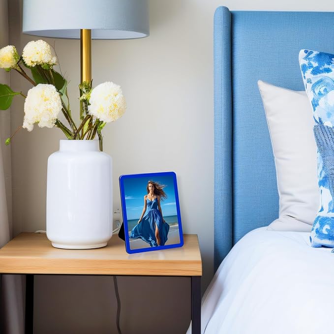 Bluesun 4x6 Picture Frame Blue,Vertical & Horizontal Wall & Tabletop | 4×6 Blue Photo Frame with Tempered Glass & Rounded Corners, 6x4 Frames for Home, Living Room Bedroom Hallway Office