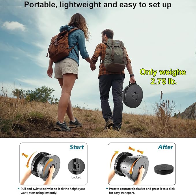 Retractable Camping Toilet with Female Urinal | Adjustable Height Portable Toilet for Adults and Kids | Portable Potty, Camp Toilet, Travel Toilet Set, Black