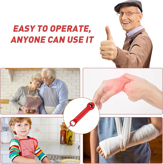 Jar Opener Bottle Opener for Seniors with Arthritis, Multi Retractable Magnetic Can Opener, Jar Grippers for Opening Jars, Kitchen Gadgets for Weak Hands and Senior Arthritis (Red)
