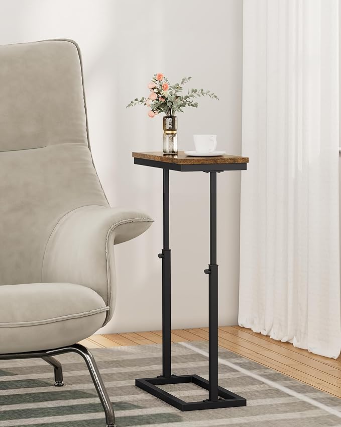 TUTOTAK End Table, Side Table, Tall Couch Table, Sofa Table | for living Room, Bedroom, Brown TB01BB083