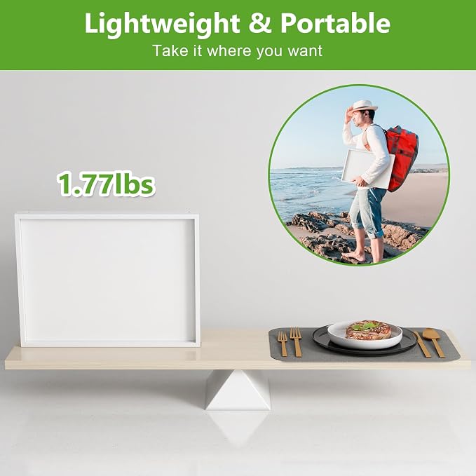 Youpehom Bamboo Bed Tray Table with Folding Legs, Medium, White | Bamboo bed tray with folding legs, handles and raised edges for meals, laptops, reading and serving in bed or on a sofa.
