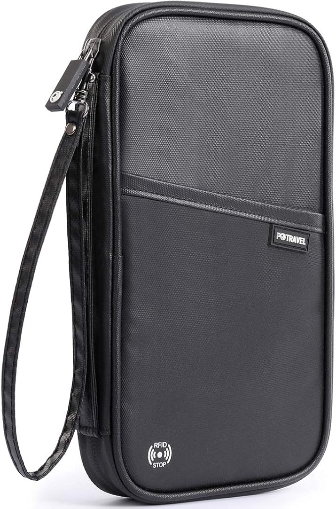 VanFn RFID Travel Passport Wallet, Family Passport Holder, Trip Document Organizer P.Travel Series (Nylon - Black)