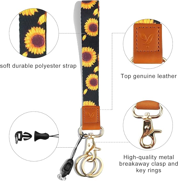Yiflin Cute Wrist Lanyard for Keys, Keychain, Wallet, Id Holder, Cell Phone, Wristlet Lanyard Key Chain Holder for Women