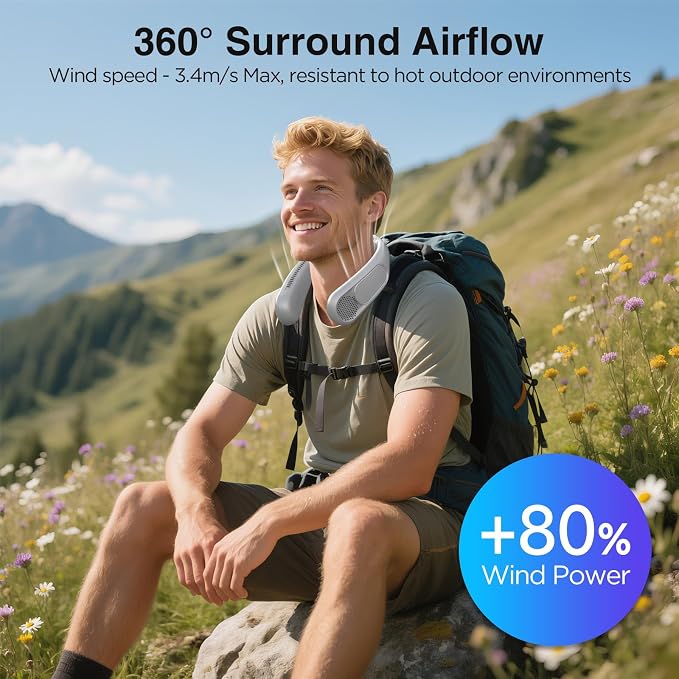 Hotsales Neck Fan, Bladeless Fan That Blows Cold Air, Portable Rechargeable | 6000 mAh Battery, 3 Speeds, Hands Free Wearable Personal Cooling Fan for Men and Women, Travel, Outdoor, USB Rechargeable