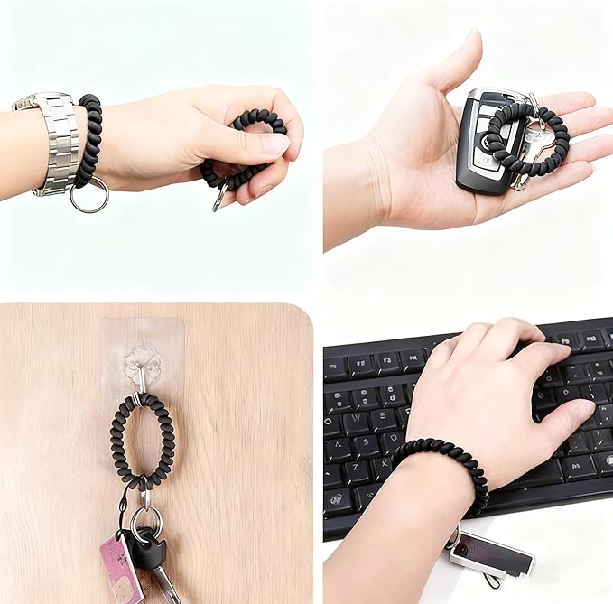 7 PCS Stretchable Spiral Coil Wrist Keychain