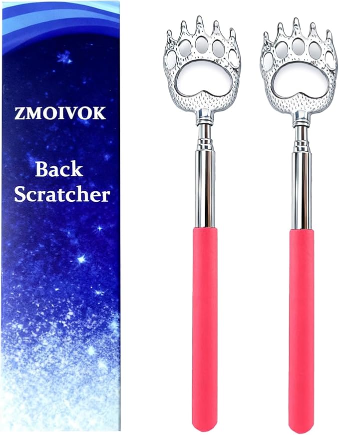 2 Pcs Back Scratcher Extendable | Metal Bear Claws Back Scratchers,Backscratche for Men, Women,Adults,Christmas Stocking Stuffers (Pink)