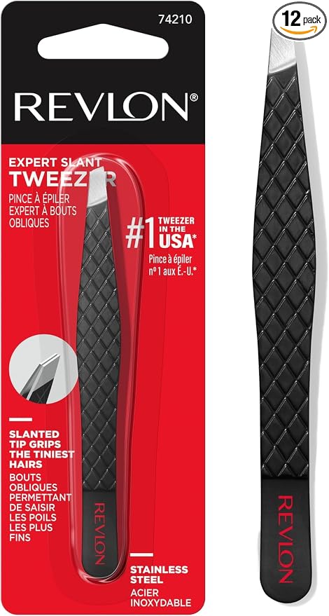Revlon Expert Slant Tweezer, High Precision For an Easy Hair Removal, Made With Stainless Steel, 1 Count (Pack of 12)