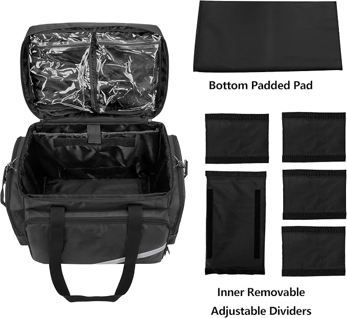 Trunab Rolling Medical Bag with Detachable Trolley, Nurse Responder Case | 15.6" laptop sleeve, Removable Dividers, Empty Bag for EMT/EMS/Doctors/Nurses