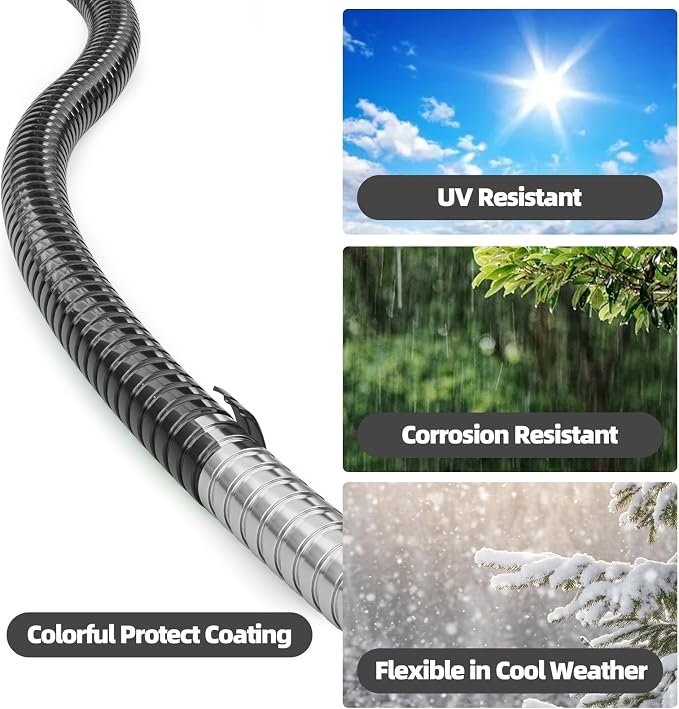 SPECILITE 75ft 304 Stainless Steel Metal Garden Hose with Nozzle (Black) | Puncture Resistant, Flexible, Never Kink & Tangle, Heavy Duty Water Pipe for Yard, Outdoor, Lawn