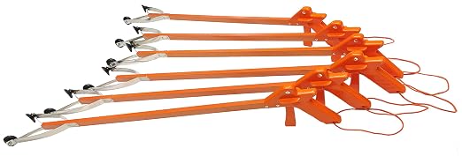 Orange-U-Tongs PRO Grade Litter Pick up Tool, Elastic Lanyard, Suction Cup Reacher Grabber for Indoor or Outdoor Use, 33" Reach, 5lb. Pick Up Capacity, Orange, 36", 6 Pack (7702-6)