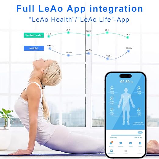 11.8" Extra Large Smart Body Fat Scale, 400lbs High Capacity Bluetooth Body Composition Analyzer with App, Clear Backlit LED Display, Non-Slip Bathroom Scale