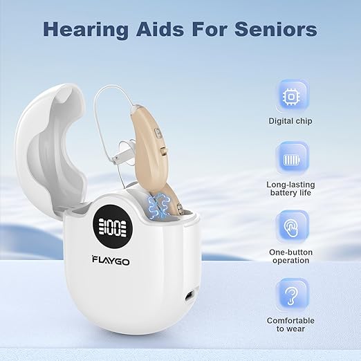 Hearing Amplifiers, Otc Hearing Aids For People With Hearing Loss, Sound Quality Restoration, Intelligent Noise Reduction, Standby 80h, One-Button Operation, Comfortable Wearing, White