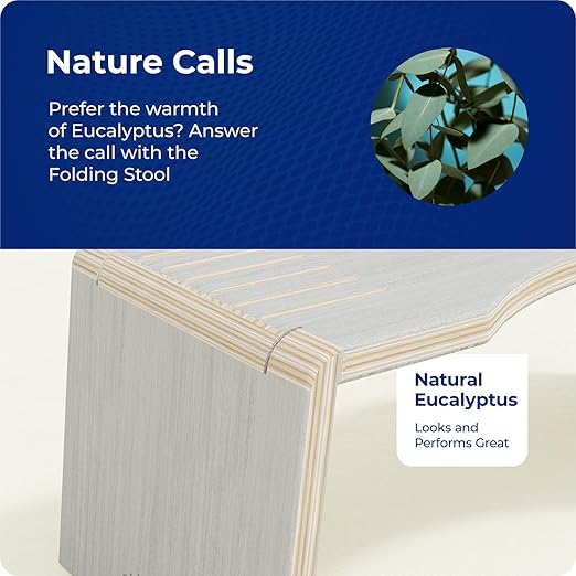 Squatty Potty Oslo Eucalyptus Folding Toilet Stool – Compact, Stylish, and Space-Saving Design for Better Bathroom Posture, Durable Eucalyptus, No Assembly Required