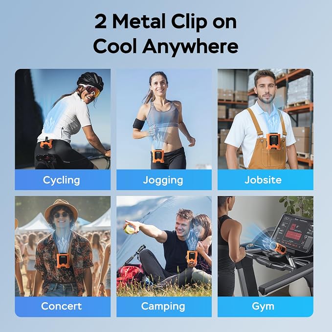 AMACOOL Mini Portable Waist Fan Clip on, 13000RPM Wearable Shirt Belt Fan | Gifts for Father Him Men Dad Husband, Rapid-Cooling Personal Neck Fans for Men Women Outdoor Work Jobsite Travel Camping