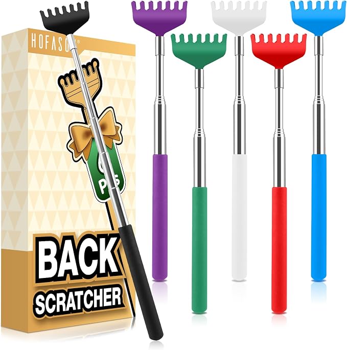 HOFASON Back Scratcher 6 Pack, Stocking Stuffers for Men Teens Adults Women | Prizes for Adults, Christmas Small Bulk Gifts for Adults Men Teens Women, Party Favors, White Elephant Gag Birthday Gifts