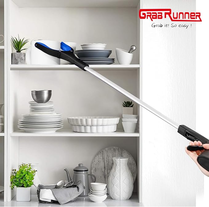 Grabber Reacher Tool - 32” Reacher Grabber Tool with Strong Magnetic and Swivel Head - Heavy Duty Pick Up Stick Grabbers for Seniors, Surgery Recovery Must Haves Gifts(Red + Blue)