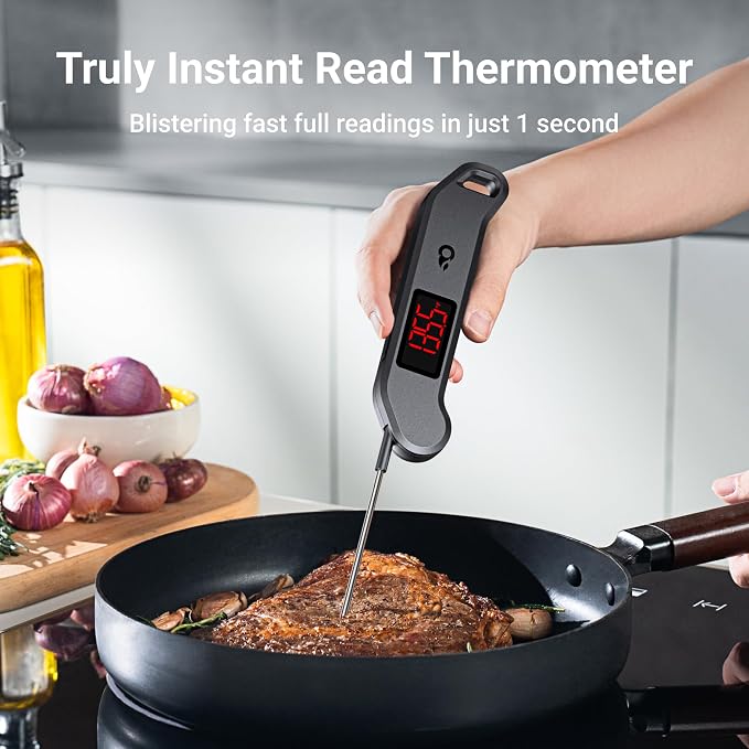 ThermoMaven 1 Sec Professional Digital Meat Thermometer, ±0.5℉ Accuracy | NIST&NSF Certified Food Thermometer, Auto-Rotate Bright LED Screen, Highly Waterproof for Grill BBQ, Black