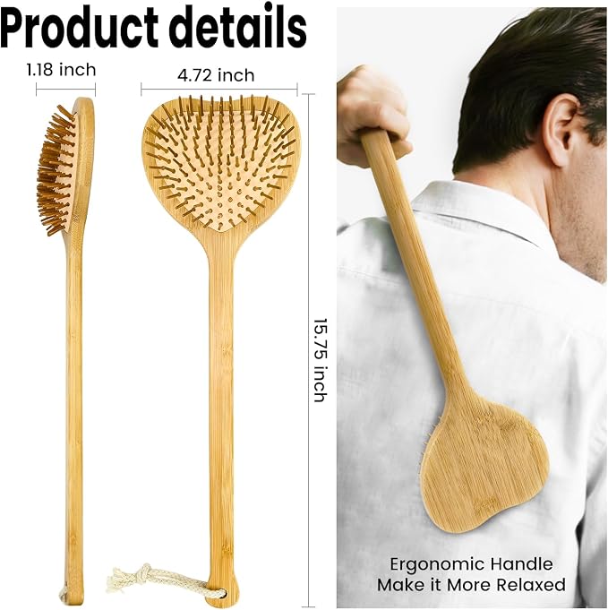 15.75" Heart‑Shaped Bamboo Back Scratcher with Airbag Cushion, Pure Wood | Airbag Cushion, elastic & gentle on skin; relieves itch and massages; ideal for women, men on back, shoulders and legs