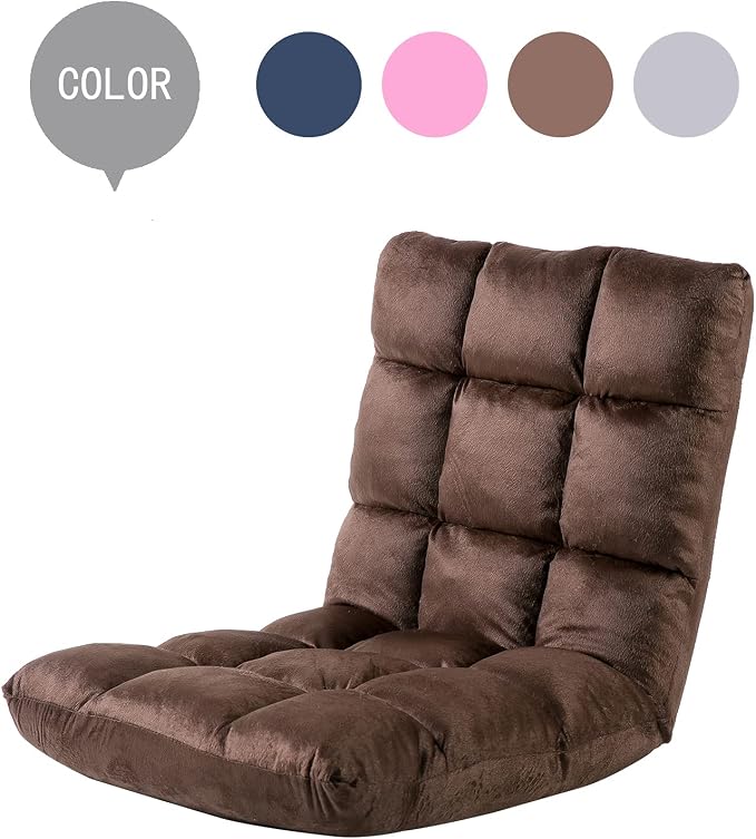 Indoor 5-Position Adjustable Floor Chair with Back Support Folding Padded Gaming Sofa Chair, Lounge Chair for Adults Video Gaming, Perfect for Meditation, Reading QL050-CO