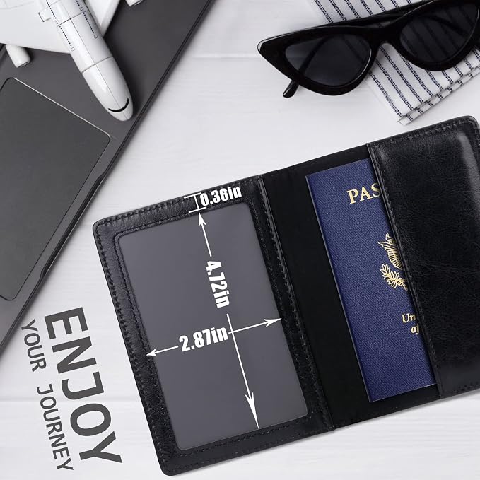 TIGARI Passport Holder for Travel Women Men, Valentines Day Gifts PU Leather Wallet Cover Case Sleeve, Waterproof Protected Document Organizer, Vacation Plane Cruise Travel Essentials