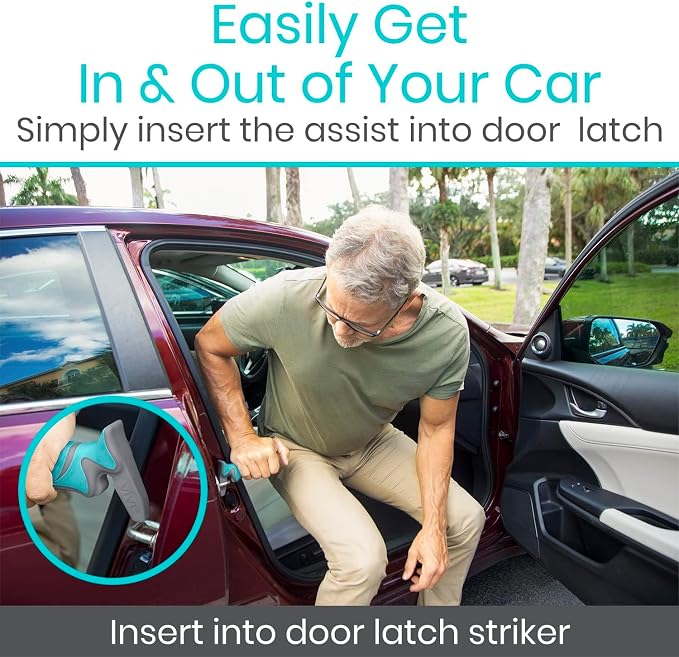 Vive Car Handle Assist for Elderly - Scratch Proof Latch - Auto Grab Bar | Cane Support Aid - Standing Mobility Safety Tip to Help Get Out - Portable Assistive Device for Seniors, Handicapped