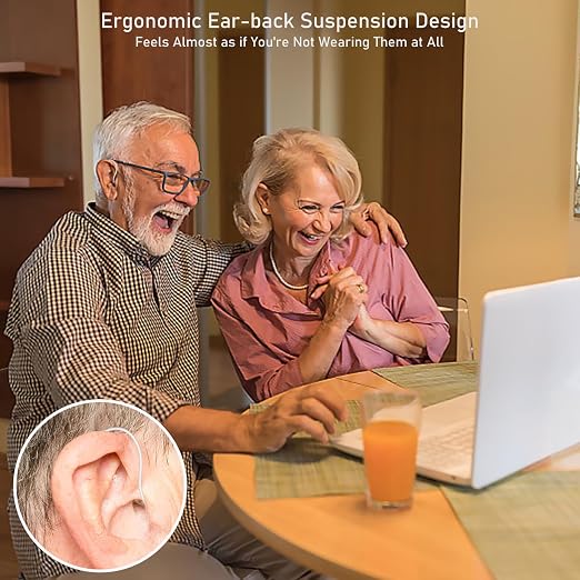 True BTE Hearing Aids for Seniors with Charging Case Not Amplifier - 16-Channel Noise Cancelling, Rechargeable, Lightweight & Easy to Use for Clear Sound