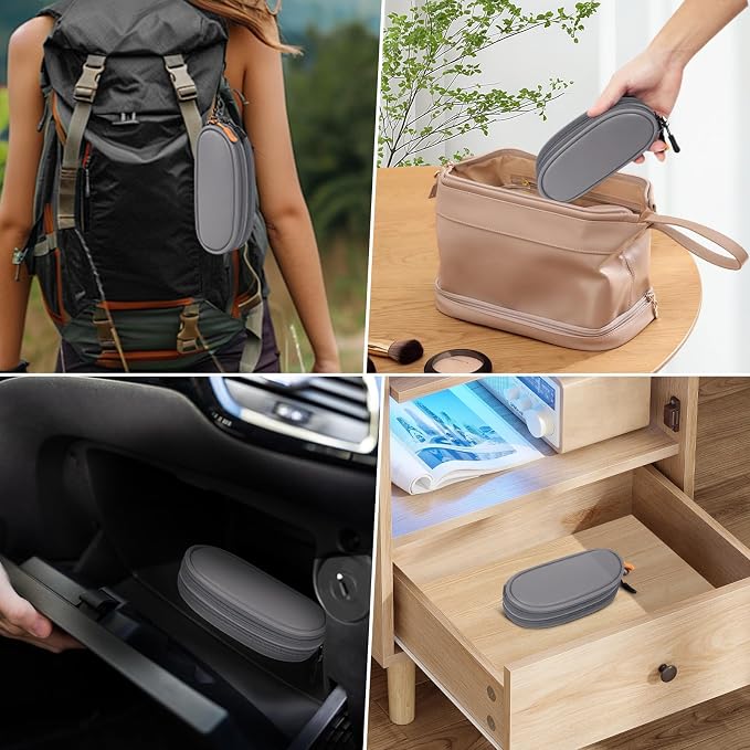 Double Eyeglasses Case Soft Portable Zipper Sunglasses Pouch with Keychain Clip for Men Women