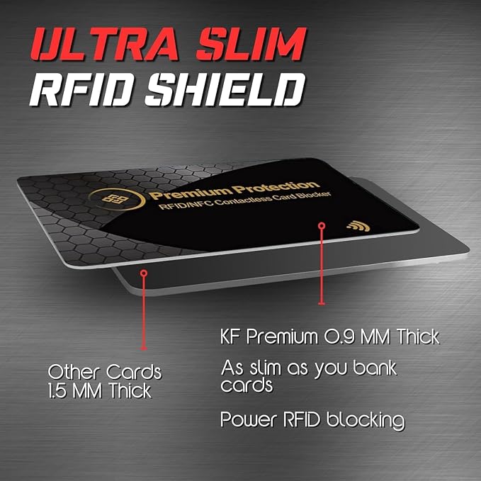 RFID Blocking Card (2 Pack) - 0.9mm Ultra Thin Debit & Credit Card Protector - One Card Shields Your Whole Wallet - Anti Fraud Contactless NFC Wallet Defender for Travel & Passport