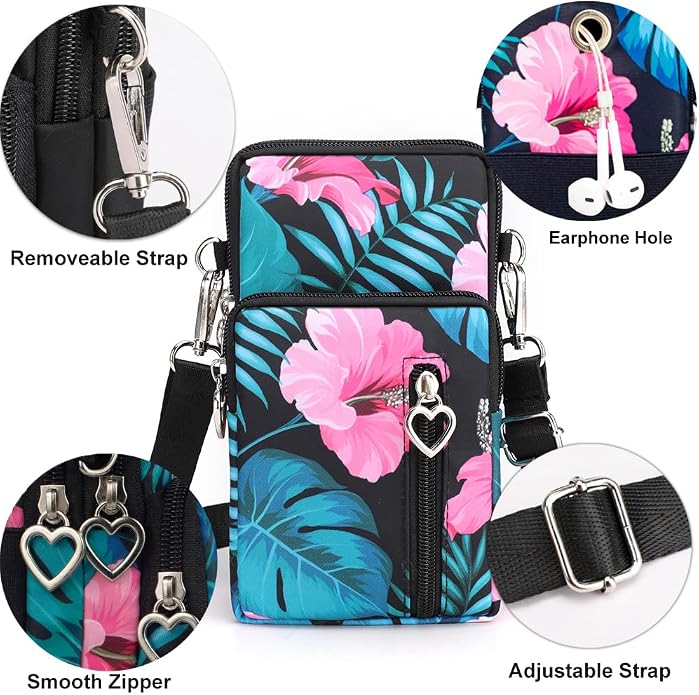 Small Crossbody Bag for Women - Mini Phone Purses with Crossbody Strap and Wallet - Nylon Arm Bag
