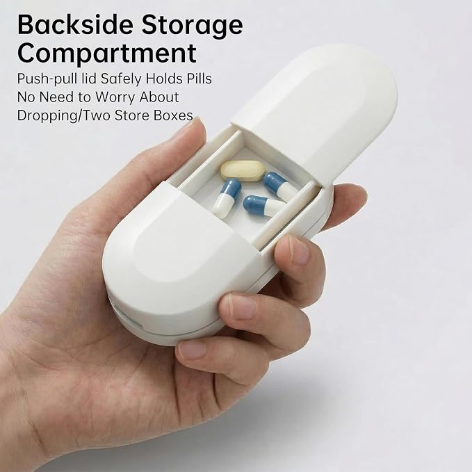 Pill Cutter Splitter for Small or Large Pills, Portable Pill Splitter with Hidden Professional Organizer and Brush, Tablet Cutter Medicine Slicer, Coupe Pilule for Tablets and Vitamins