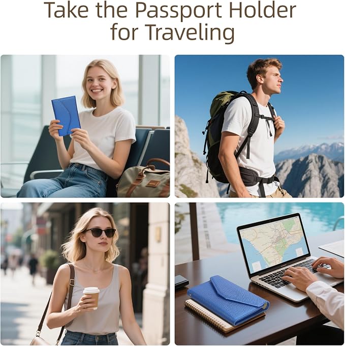 Passport Holder Travel Wallet Organizer for Women,Honolulu Blue | RFID secure, 6 card slots, 15 sim pockets, passport holder with zip-around wallet, slim fit for women travelers.