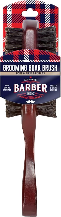 WAV ENFORCER Double-Sided Fade Brush | 100% Boar bristles & natural wood handle, Double sided with firm and soft bristles