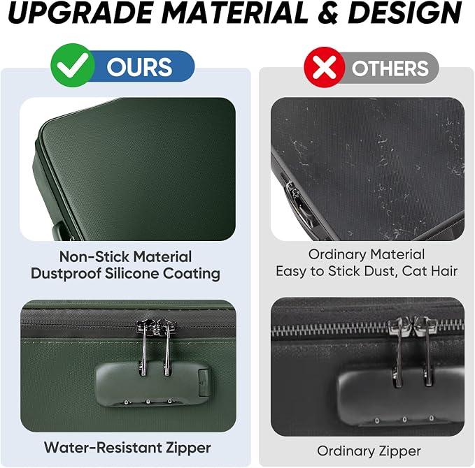 BALEINE Fireproof Document Box with Lock, Portable Fireproof Document Bag Waterproof Fire Proof File Boxes for Documents, File Organizer Box for Important Paperwork (Green, 15''x11''x4'')