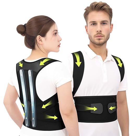 Posture Corrector for Women and Men Back Brace Support Straightener Scoliosis Upper Spine Instant Upright Hunchback Correction Kyphosis Fixer Adjustable Shoulder Straps Breathable (Black XL)